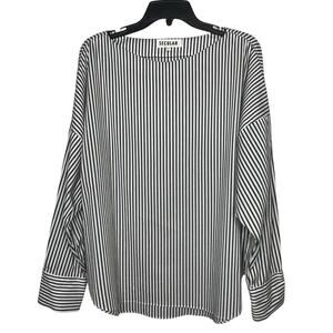 Secular Lab Striped Long Sleeve Popover Boat Neck Nautical Top Size Large